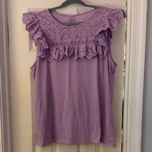 Lilly Pulitzer Lavender Eyelet Ruffle Blouse